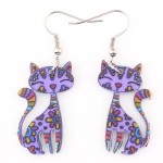 Bonsny Drop Cat Earrings Dangle Long Acrylic Pattern Earring Fashion Jewelry For Women 2016 New Arrive Accessories