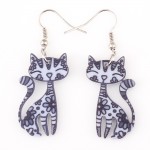 Bonsny Drop Cat Earrings Dangle Long Acrylic Pattern Earring Fashion Jewelry For Women 2016 New Arrive Accessories