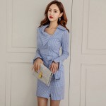 Borisovich Brand New 2017 Korean Style Striped Elegant Slim Ladies Office Bodycon Dresses Women Casual Sheath Shirt Dress K132