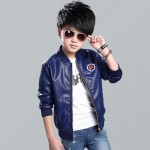 Boys Leather Jacket Spring Autumn Blazer Coat for Girl Baby Teenage Fashion Teen Outwear Brand Kid Tops Jacket Children Clothing