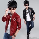 Boys Leather Jacket Spring Autumn Blazer Coat for Girl Baby Teenage Fashion Teen Outwear Brand Kid Tops Jacket Children Clothing