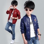 Boys Leather Jacket Spring Autumn Blazer Coat for Girl Baby Teenage Fashion Teen Outwear Brand Kid Tops Jacket Children Clothing