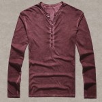 Brand Designer Men Cotton Vintage Henry T Shirts Casual Long Sleeve High quality Men old color Cardigan T shirt  2016 hot sale