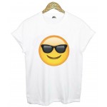 Brand New Women Tshirt Emoji Smile Print Cotton Casual Funny Shirt For Lady White Top Tee Hipster Big Size ZT203-14
