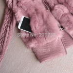 Brand New natural rabbit fur jacket with real fox fur collar real rabbit fur coat in stock