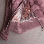 Brand New natural rabbit fur jacket with real fox fur collar real rabbit fur coat in stock