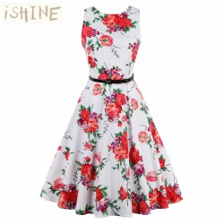Brand S - 4XL Women Dress Retro Vintage 1950s 60s Rockabilly Floral Swing Summer Dresses Vestidos