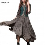 Brand style Women's Bohemian Dress 2015 New Arrival irregular Wide Hem Design Comfortable Vintage Embroidery Cotton Long Dresses