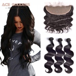 Brazilian Body Wave With Closure,13x4 Ear To Ear Lace Frontal Closure With Bundles,Brazilian Virgin Hair With Closure Human Hair