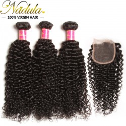 Brazilian Curly Virgin Hair with closure 3Bundles Free/MID/3 Part Brazilian Virgin Hair Cheap Brazilian Hair Weave Bundles