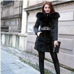 Buenos Ninos Fashionable Women Luxury Style Long Winter Parkas Ladies Fur Collar Outerwear 