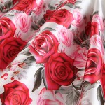 BunniesFairy 2017 Autumn New Hepburn Vintage Style Red Pink Rose Flower Floral Print High Waist Vest Midi Dress New Year Party