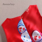 BunniesFairy 2017 New Arrival Snowman Cartoon Print High Waist Red Vest Dress Christmas New Year Party Wear Vestidos de Fiesta
