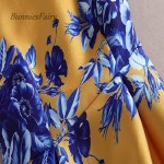 BunniesFairy 2017 Spring Summer New Trendy Ladies Retro Vintage Token Floral Print High Waist A-Line Sleeveless Midi Dress