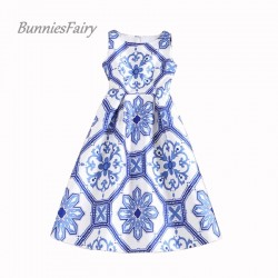 BunniesFairy 2018 New European and American Sicilian Style Women Retro Geometric Floral Print High Waist Midi Dress Sleeveless