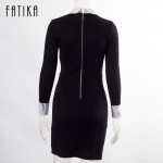 [C-377] 2013 Fashion Star Style Victoria Beckham Dress Slim Elegant Turn-down Collar Long Sleeve Black Dresses for Women