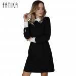 [C-377] 2013 Fashion Star Style Victoria Beckham Dress Slim Elegant Turn-down Collar Long Sleeve Black Dresses for Women