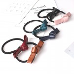 C Sold New Cute Children Girl Leather Bow Elastic Rubber Band Women Bowknot Scrunchy Headdress Accessories Rope Ponytail Holder