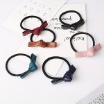 C Sold New Cute Children Girl Leather Bow Elastic Rubber Band Women Bowknot Scrunchy Headdress Accessories Rope Ponytail Holder