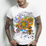 CDJLFH Brand Men Summer Fashion 9 Prints Short Sleeve O Neck T-shirt Men White Tops Shirt S M L XL XXL Size
