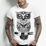 CDJLFH Brand Men Summer Fashion 9 Prints Short Sleeve O Neck T-shirt Men White Tops Shirt S M L XL XXL Size