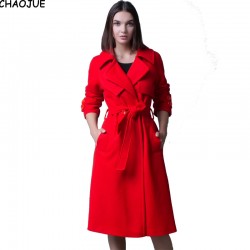 CHAOJUE Brand wool coat 2016 new winter Europe top quality red warm blends female elegant outwear coat free shipping wool jacket