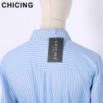 CHICING High Street Women Sashes Striped Shirt Dress 2017 Turn-down Collar Lace-Up Empire Long Sleeve Dress Vestidos A1701001