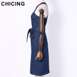 CHICING Women Fashion Bow Pocket Denim Sleeves Dresses 2017 High Street Ladies O-Neck Tank Zipper Slits Dress vestidos B1702014