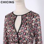 CHICING Women Vintage Chiffon Hollow Out Floral Printed Fish Tail Dress 2017 Spring New Boho Ethnic Dresses vestidos A1612034