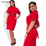 COCOEPPS Fashion casual Sequins women dresses big sizes Turtleneck Dress plus size women clothing 5xl 6xl Short sleeve dress 