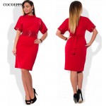 COCOEPPS Fashion casual Sequins women dresses big sizes Turtleneck Dress plus size women clothing 5xl 6xl Short sleeve dress 