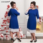 COCOEPPS fashionable lace plus size casual women dress NEW 2017 blue Knee-Length Dresses big sizes women Long sleeve loose dress