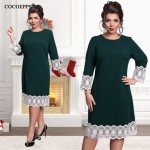 COCOEPPS fashionable lace plus size casual women dress NEW 2017 blue Knee-Length Dresses big sizes women Long sleeve loose dress