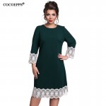 COCOEPPS fashionable lace plus size casual women dress NEW 2017 blue Knee-Length Dresses big sizes women Long sleeve loose dress