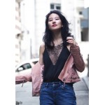 COLROVIE 2017 Summer New Style Black Lace Patchwork Hollow Out Back Cami Top Women Sexy Spaghetti Strap Camisole