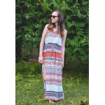 COLROVIE Beach New Arrivals Boho Summer Maxi Dresses Women Sexy Ladies Multicolor Sleeveless Vintage Print Split Long Dress
