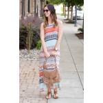 COLROVIE Beach New Arrivals Boho Summer Maxi Dresses Women Sexy Ladies Multicolor Sleeveless Vintage Print Split Long Dress