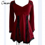 CWLSP Long Sleeve T shirt Women Plus Size 5XL Eyelets Ribbon Tied Up Fashion Women Camisas Femininas 2016 Tops Ropa Mujer QL2578