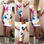 CWLSP Plus Size S-3XL Womens Printed Dress Summer Minie Printed Dress Female Bodycon Dresses Vintage Vestidos QZ1241