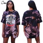 CWLSP Summer T-shirt Women Long Sexy Holes Guns N Roses Punk Rock Music Fashion Tee Half Sleeve camiseta poleras de mujer QA1464