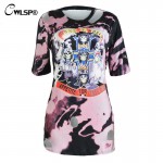 CWLSP Summer T-shirt Women Long Sexy Holes Guns N Roses Punk Rock Music Fashion Tee Half Sleeve camiseta poleras de mujer QA1464