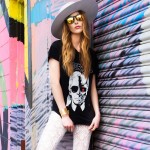 CWLSP Women LAGERFELD Letter T-shirt 2017 New Skull Printed Black Punk Cotton T Shirts Womens Tops Brand Plus Size Tee Top QA925