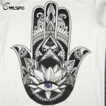 CWLSP Women T-Shirt Summer Short Sleeve Printed Retro T Shirt Owl And Palm Eye T Shirts Plus Size 2XL Tee Shirt Femme QA1152