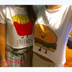 CWLSP Women T-shirt Short Sleeve Crop Top Hamburger Chips BEST FRIEND print T Shirt 2017 Hot Sale Friendship Tops t-shirt QA616