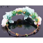 CXADDITIONS Rose Carnations Peony Flower Halo Bridal Floral Crown Hair Band Wreath Mint Head Wreath Wedding Headpiece Bridesmaid
