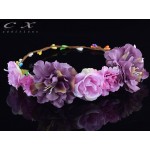CXADDITIONS Rose Carnations Peony Flower Halo Bridal Floral Crown Hair Band Wreath Mint Head Wreath Wedding Headpiece Bridesmaid