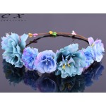 CXADDITIONS Rose Carnations Peony Flower Halo Bridal Floral Crown Hair Band Wreath Mint Head Wreath Wedding Headpiece Bridesmaid