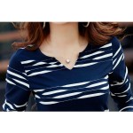 Camisas Femininas 2016 Autumn Long Sleeve Tshirt Women T Shirt Womens Tops Poleras De Mujer Stripe T-shirt Vetement Femme Blusa 