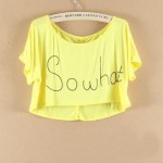 Candy Color Modal Crop Top 2017 Summer Style Print Letters So What Loose Short Sleeve Short T Shirt Femme Sexy Tops