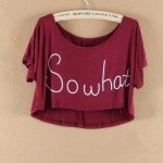 Candy Color Modal Crop Top 2017 Summer Style Print Letters So What Loose Short Sleeve Short T Shirt Femme Sexy Tops